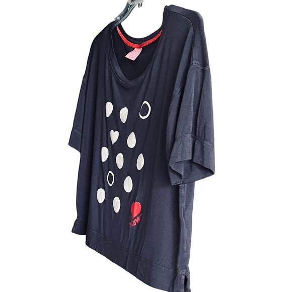 JENNI INTIMATES SHORT SLEEVE SLEEPWEAR TOP, WOMENS, L, DARK PURPLE WHITE RED - Picture 2 of 11